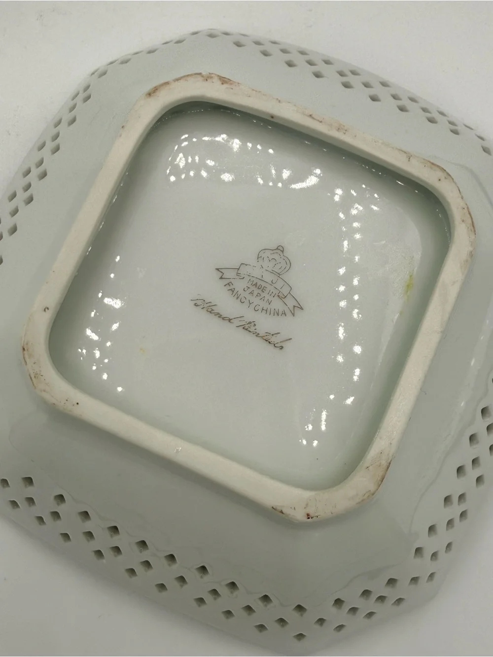 Vintage White Porcelain Decorative Plate with Purple Floral Design-JAPAN